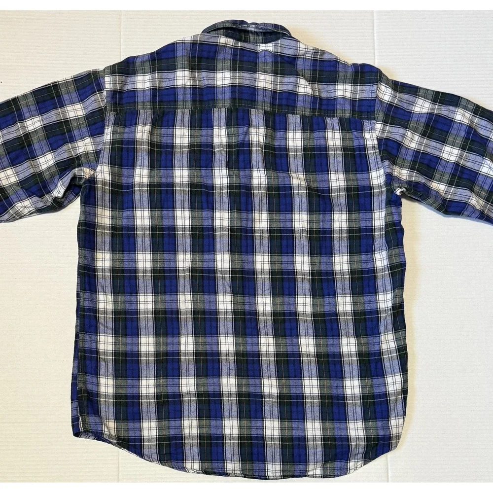 WOOLRICH - Men's Blue Plaid‎ Button Long Sleeve Flannel Shirt -Size Large